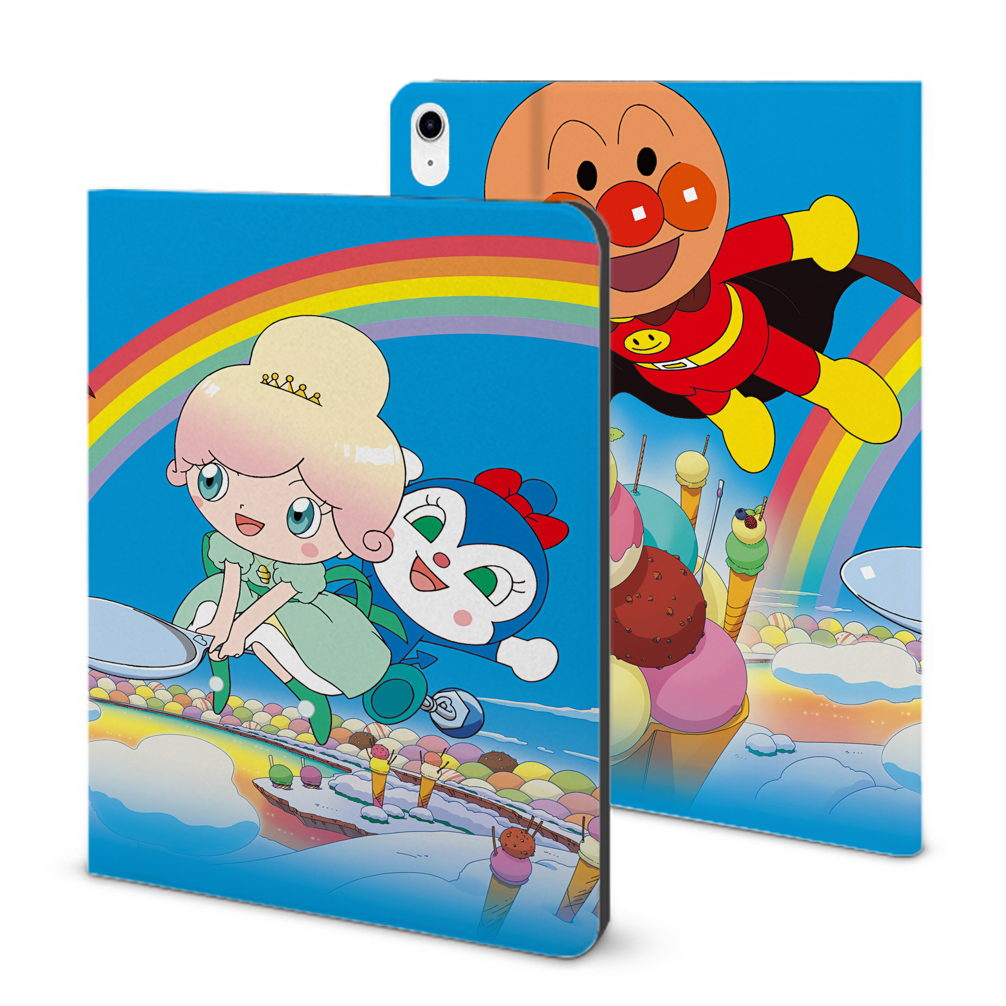 （画像用） アンパンマン Anpanman IPad ケース ブック型 PUレザー TPU 耐衝撃 軽量 薄型 ペン収納なし 全面保護 IPad 各モデル対応